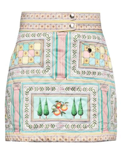 Casablanca Quilted Printed Satin Mini Skirt In Multicolor