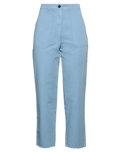 Slowear Incotex Woman Pants Light Blue Size 4 Cotton, Linen