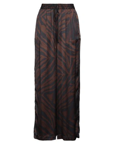 Vicolo Woman Pants Dark Brown Size M Viscose, Polyester