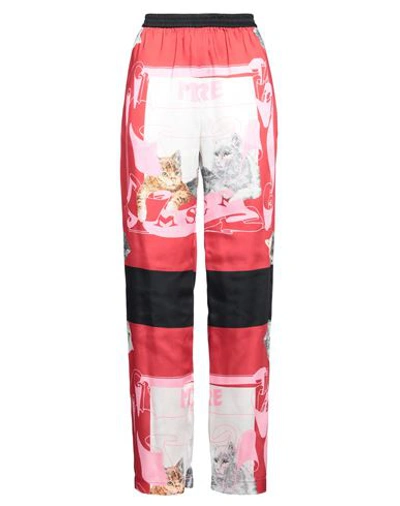 Msgm Woman Pants Red Size 8 Polyester