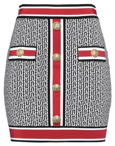 Balmain Embroidered Viscose Blend Mini Skirt In Red