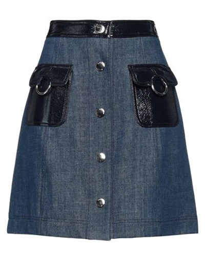 Boutique Moschino Woman Denim Skirt Blue Size 10 Cotton, Polyester, Polyurethane Resin
