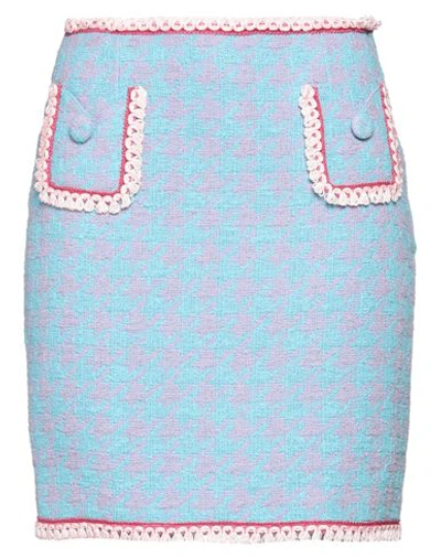 Moschino Woman Mini Skirt Sky Blue Size 12 Cotton, Polyamide