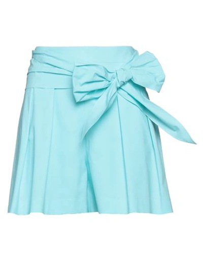 Boutique Moschino Woman Shorts & Bermuda Shorts Sky Blue Size 8 Cotton, Elastane
