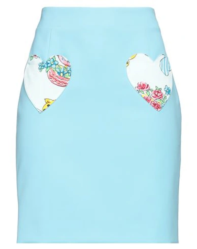 Moschino Woman Mini Skirt Sky Blue Size 6 Acetate, Elastane, Silk, Polyester, Polyurethane