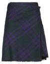 Burberry Asymmetrical High-waisted Silk Skirt With Plaid Pattern In Purple