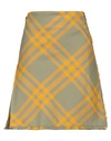 Burberry Fringed Pleated Checked Woven Mini Wrap Skirt In Sage Green