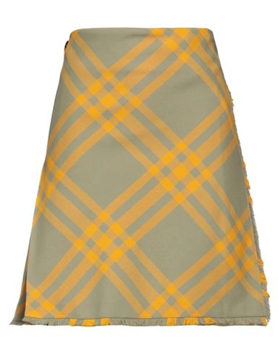 BURBERRY BURBERRY WOMAN MINI SKIRT SAGE GREEN SIZE 4 POLYESTER, WOOL