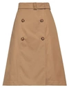 BURBERRY BURBERRY WOMAN MIDI SKIRT CAMEL SIZE 6 COTTON