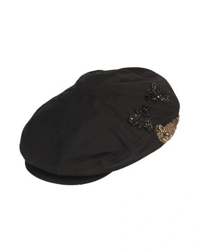 Dolce & Gabbana Man Hat Black Size 7 ⅛ Cotton, Elastane, Copper, Crystal, Glass