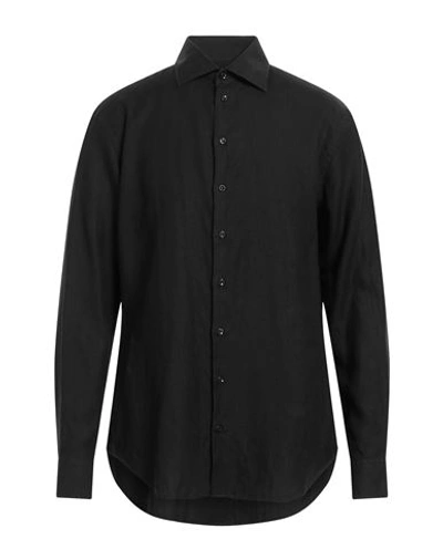Giorgio Armani Man Shirt Black Size 17 Linen