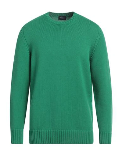 Drumohr Man Sweater Emerald Green Size 44 Merino Wool In Green