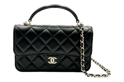 Pre-owned Chanel Clutch/phone Holder With Chain Black (ap3226-b06660-94305)