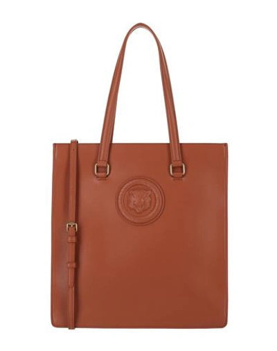 Just Cavalli Monocromatic Logo Tote Bag Woman Shoulder Bag Brown Size - Polyester