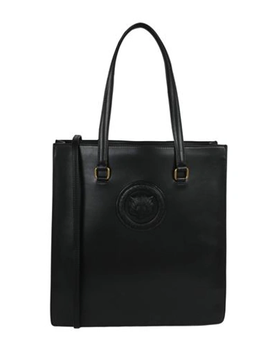Just Cavalli Monocromatic Logo Tote Bag Woman Shoulder Bag Black Size - Polyester