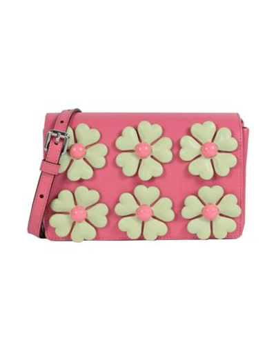 Moschino Floral Applique Shoulder Bag Woman Cross-body Bag Pink Size - Tanned Leather