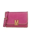 MOSCHINO MOSCHINO M-LOGO STUDDED SHOULDER BAG WOMAN CROSS-BODY BAG PINK SIZE - LEATHER