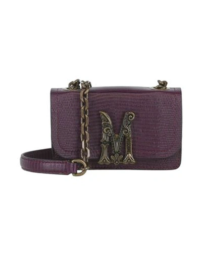 Moschino Logo Plaque Chain-link Crossbody Bag Woman Cross-body Bag Purple Size - Tanned Leather