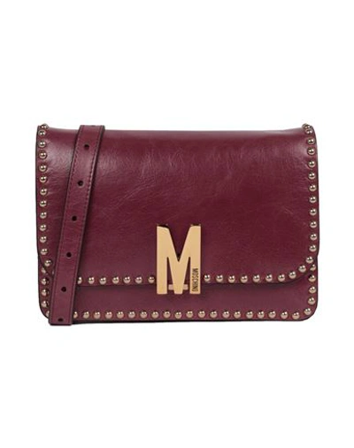 Moschino M Logo Studded Shoulder Bag Woman Cross-body Bag Red Size - Tanned Leather
