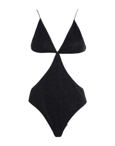 Oseree Oséree Woman One-piece Swimsuit Black Size Xl Polyamide, Metallic Fiber