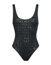 Balmain Logo Printed Lycra One Piece Swimsuit In Black