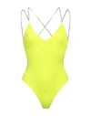 Gcds Woman One-piece Swimsuit Acid Green Size L Polyamide, Elastane