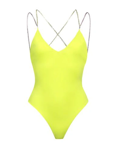 Gcds Woman One-piece Swimsuit Acid Green Size L Polyamide, Elastane In Green