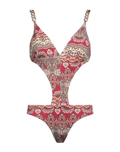 Miss Bikini Luxe Woman One-piece Swimsuit Burgundy Size L Polyamide, Elastane In Red