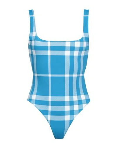 Burberry Woman One-piece Swimsuit Azure Size L Polyamide, Elastane In Blue