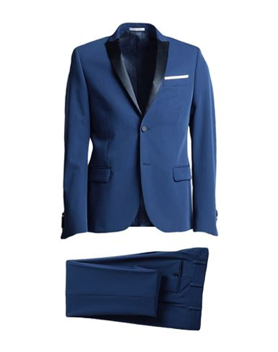 Grey Daniele Alessandrini Man Suit Navy Blue Size 46 Polyester, Viscose, Elastane, Cotton