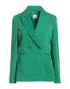 Merci .., Woman Blazer Green Size 8 Polyester, Elastane