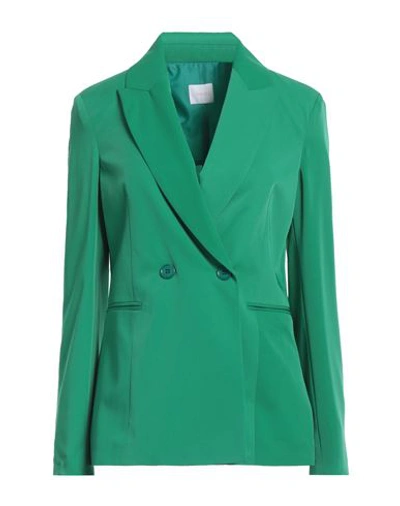 Merci .., Woman Blazer Green Size 6 Polyester, Elastane