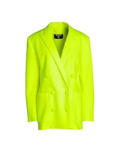 Balmain Woman Blazer Acid Green Size 6 Polyester