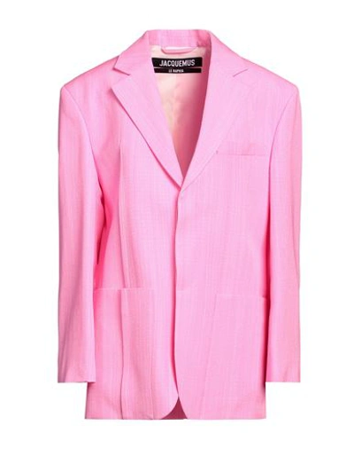 JACQUEMUS JACQUEMUS WOMAN BLAZER FUCHSIA SIZE 4 VISCOSE, SILK