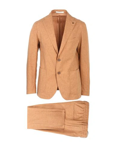 Tagliatore Man Suit Camel Size 40 Virgin Wool, Cotton, Silk In Beige