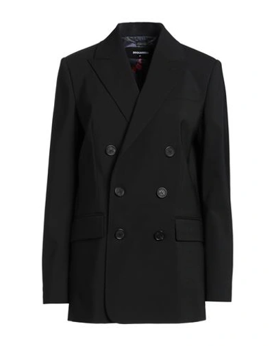 Dsquared2 Woman Blazer Black Size 8 Polyester, Virgin Wool, Elastane In Black