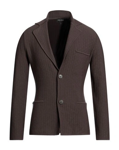 Giorgio Armani Man Blazer Dark Brown Size 44 Virgin Wool, Polyester