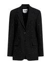 MSGM MSGM WOMAN BLAZER BLACK SIZE 4 VIRGIN WOOL, ELASTANE