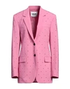 Msgm Woman Blazer Pink Size 6 Virgin Wool, Elastane In Pink