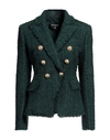 Balmain Tweed Double-breasted Blazer Jacket In Green