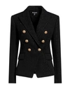 Balmain Black Double-breasted Jacket With Branded Buttons And Asymmetric Cut In Wool Woman In Black