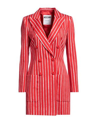 Moschino Woman Blazer Red Size 6 Cotton, Viscose