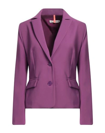 Please Woman Blazer Mauve Size L Polyester, Elastane In Purple