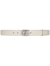 GUCCI WHITE DOUBLE G LEATHER BELT