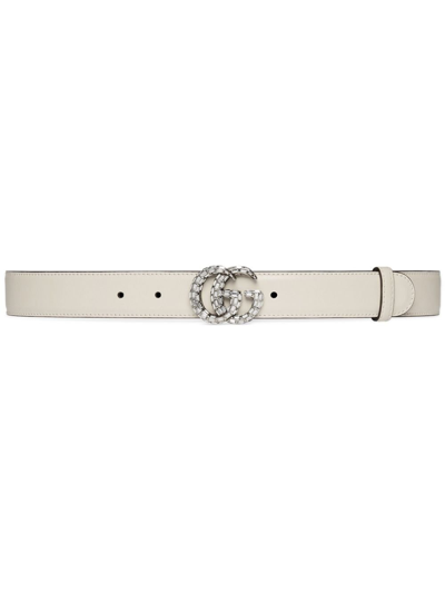 Gucci White Double G Leather Belt