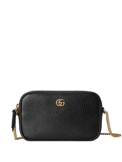 Gucci Mini Gg Marmont Leather Shoulder Bag In Black