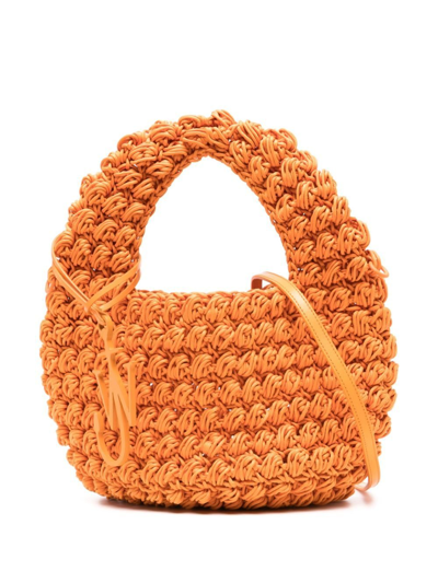 Jw Anderson Popcorn Crochet Basket Bag In Orange