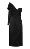 ANDRES OTALORA PUNTO Y APARTE DRAPED SILK CHARMEUSE MIDI DRESS