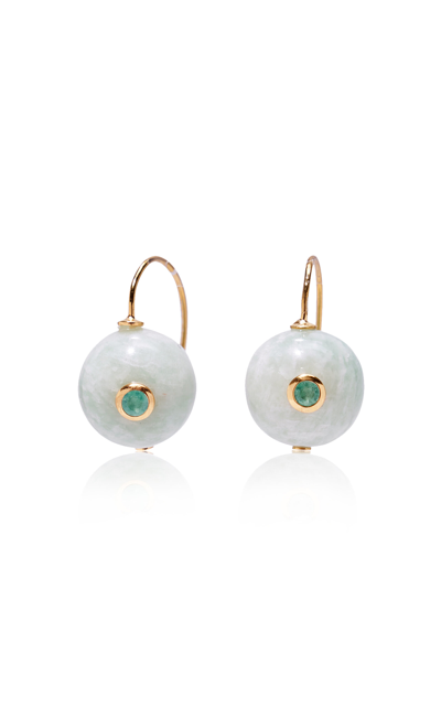Lizzie Fortunato Comet Amazonite And Emerald Earrings In White
