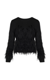 Andres Otalora Solo Canto Feather-embellished Alpaca-wool Knit Top In Black